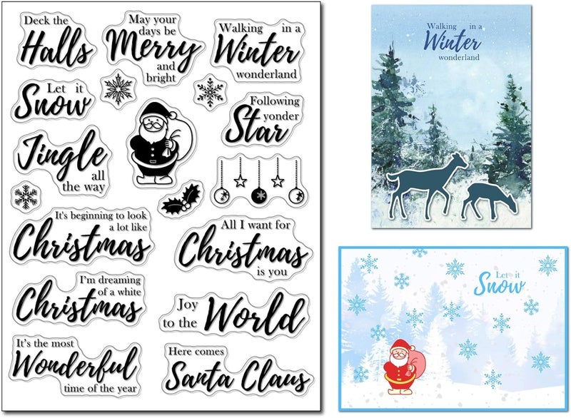 Arbuya Merry Christmas Verses Clear Stamps for Card Making, Sentiment Sayings Silicone Rubber Stamps for Gift Tags, Scrapbooking, Art Journals, Diaries, Paper Crafts, Decoration - Image 1